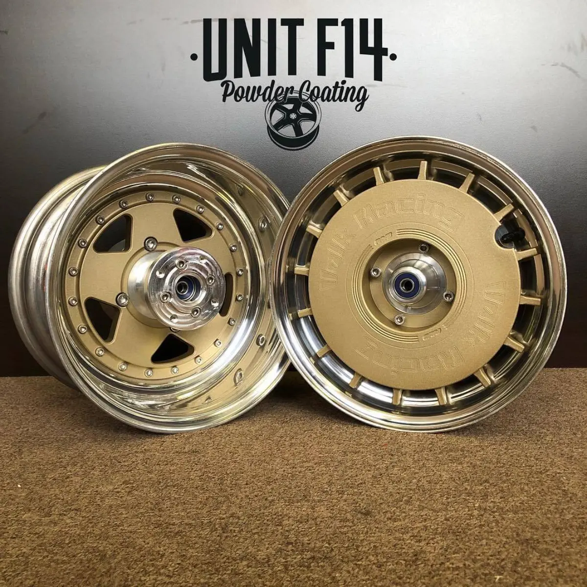 Custom Honda Grom wheel faces finished in a matte gold for @alexpoole1999