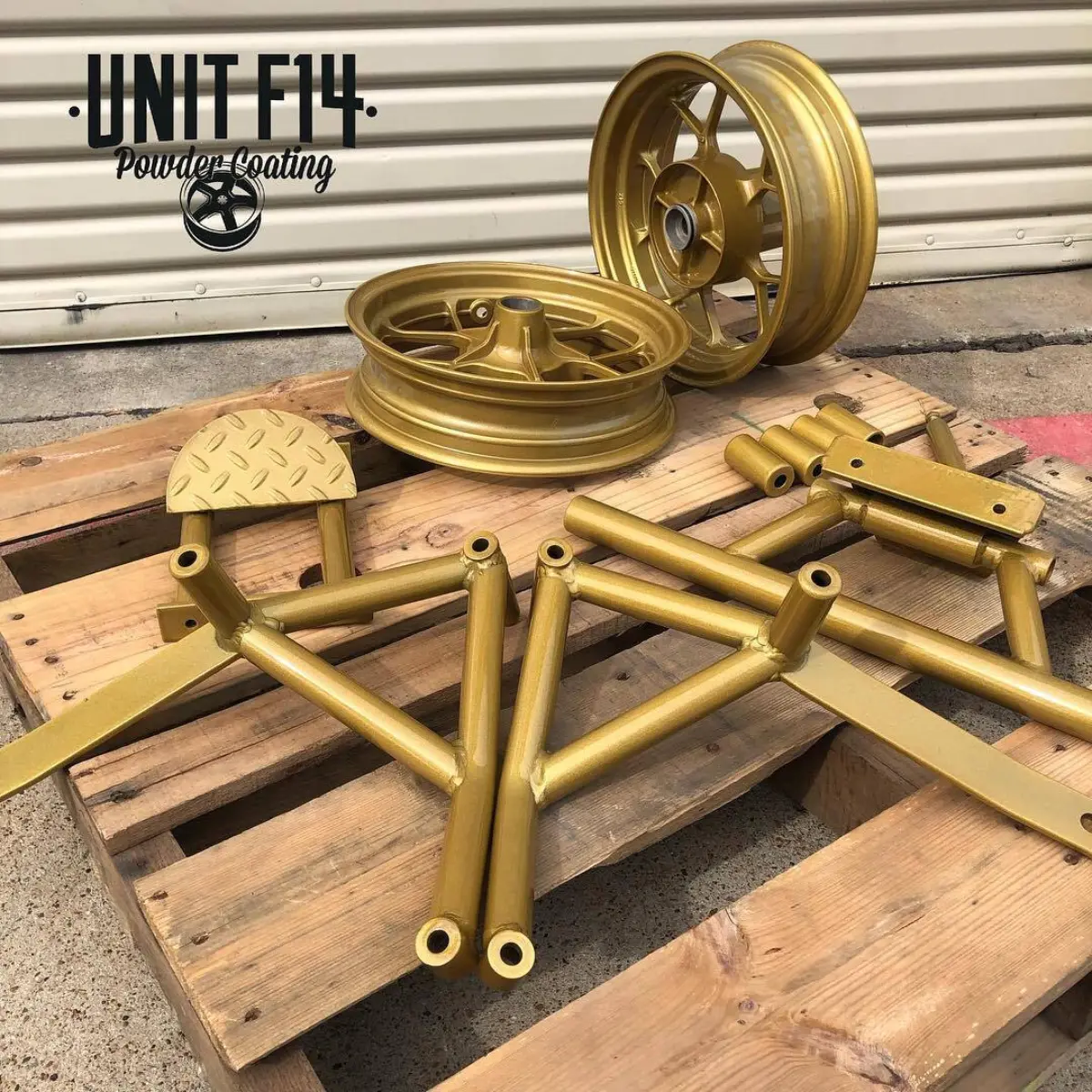 Honda Grom parts in metallic gold with high gloss clear