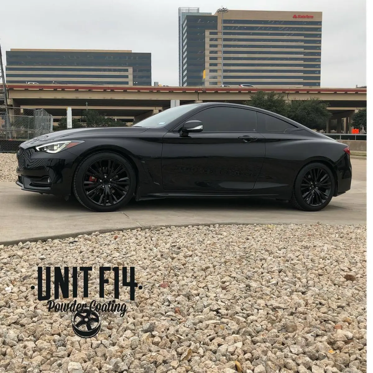 Infiniti Q50 wheels refinished in Wet Black