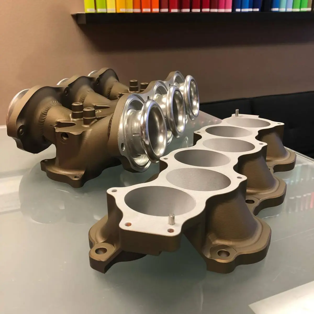 GT-R intake manifold in Burnt Bronze Cerakote