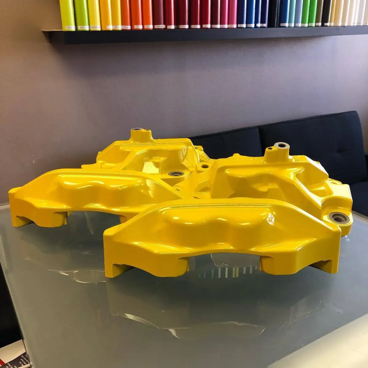 Lexus LS400 calipers refinished in Hot Yellow