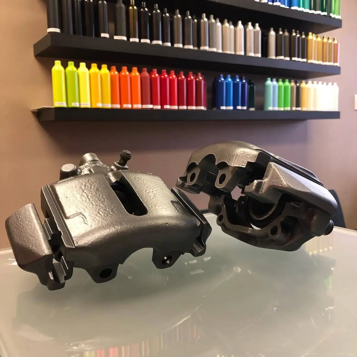 ‘86 Porsche 994 calipers rebuilt and refinished in a satin gunmetal