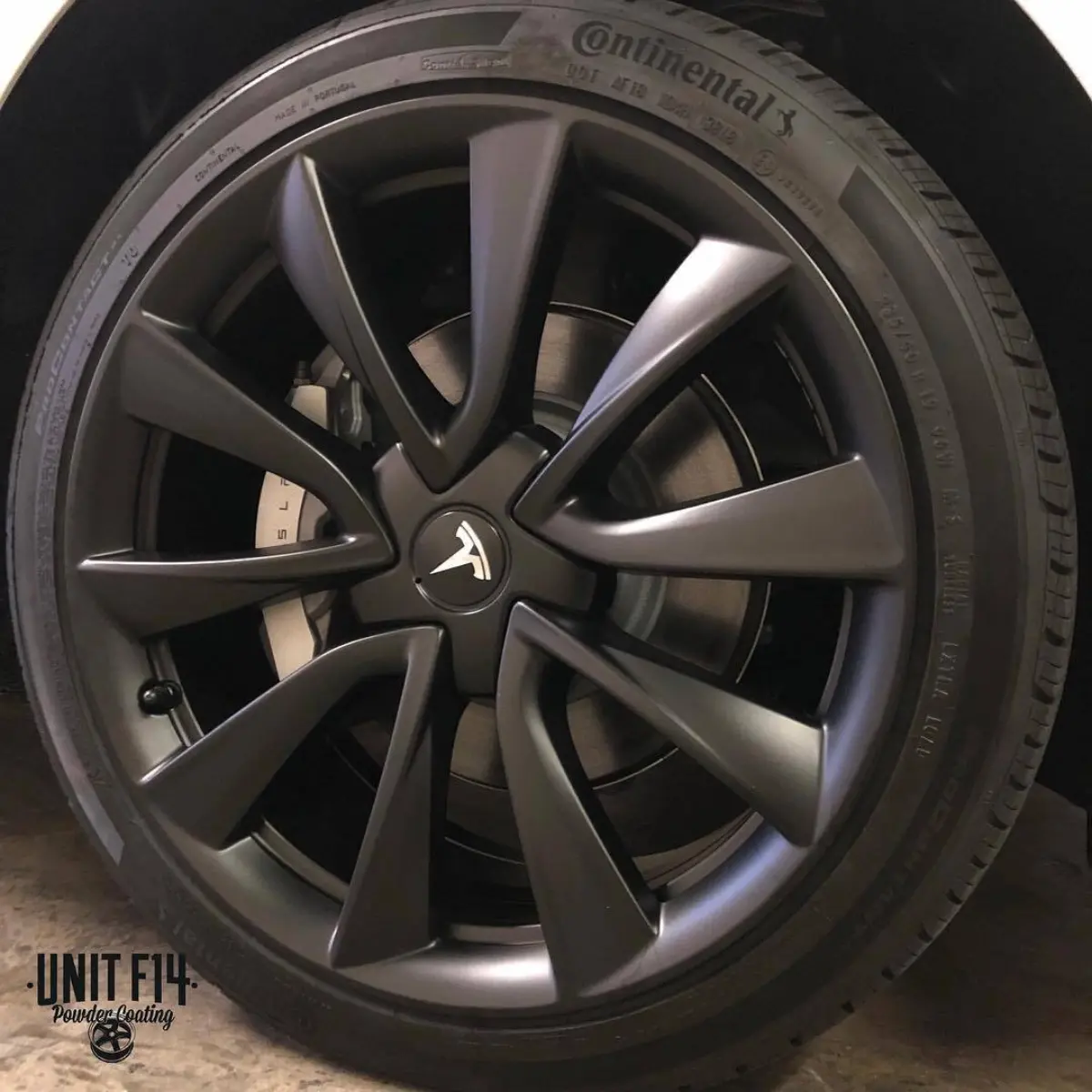 Tesla Model 3 with Denim Black powder coated wheels