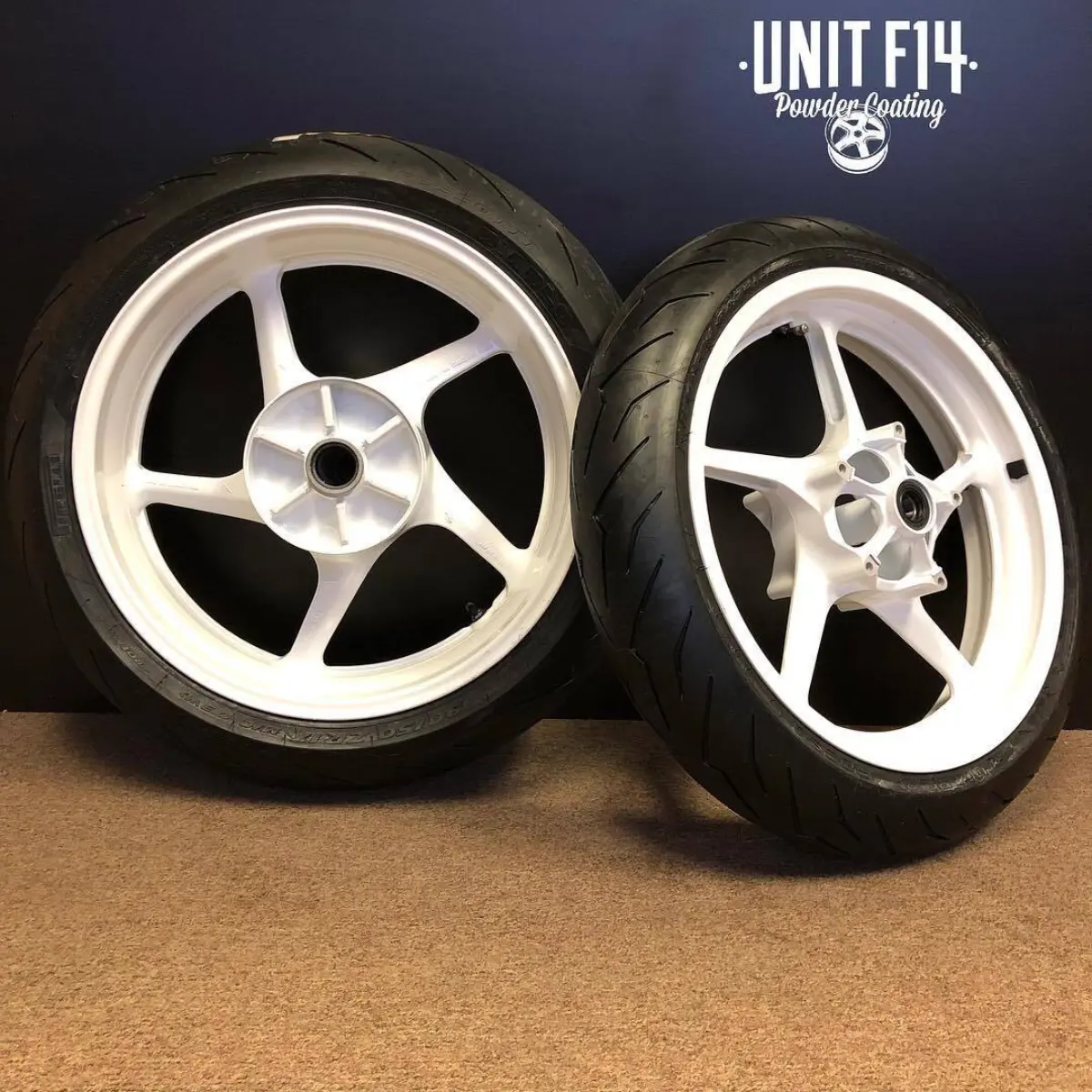 Yamaha R6 wheels refinished in High Reflective White. Sport bike wheels start at $75 per wheel for powder coating, $20 per tire for dismount/mount/balance, $30 per wheel to remove/replace bearings. Save on @allballsracing bearings by ordering them