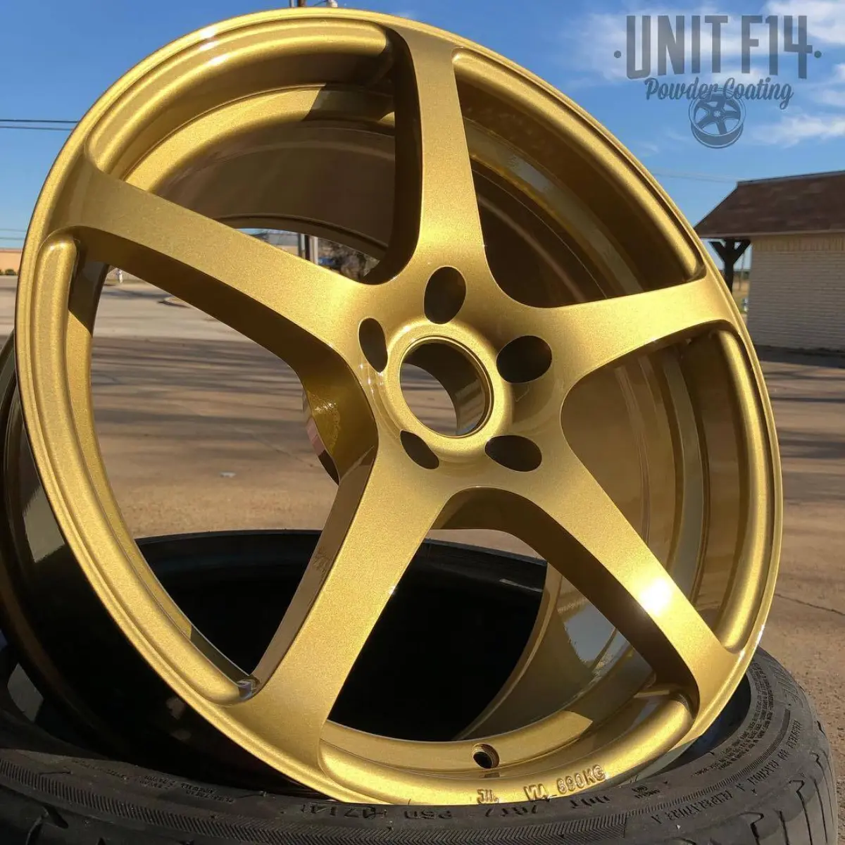 Wheels from a imported Toyota Supra refinished in a High Gloss Metallic Gold