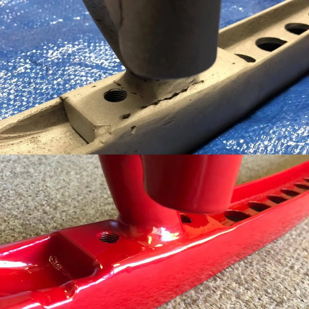 High temp metal filler and powdercoat