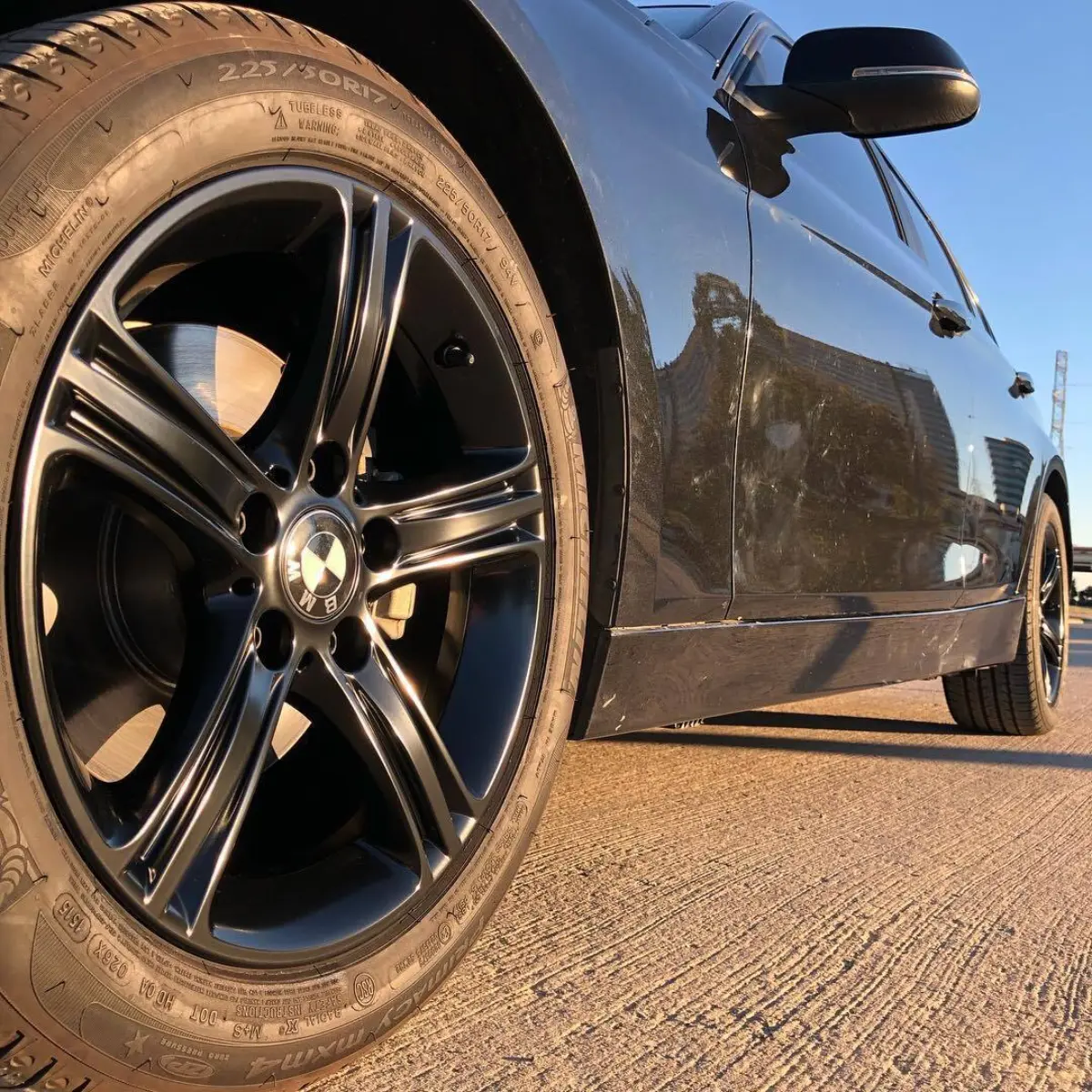 BMW wheels refinished is Semigloss Black