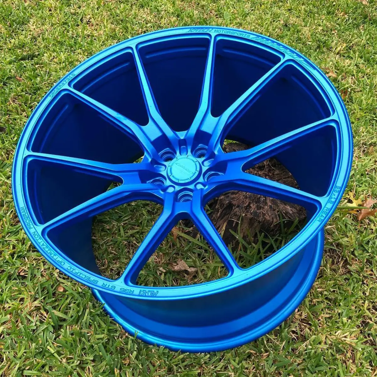 Custom GTR wheels refinished in a Satin Blue