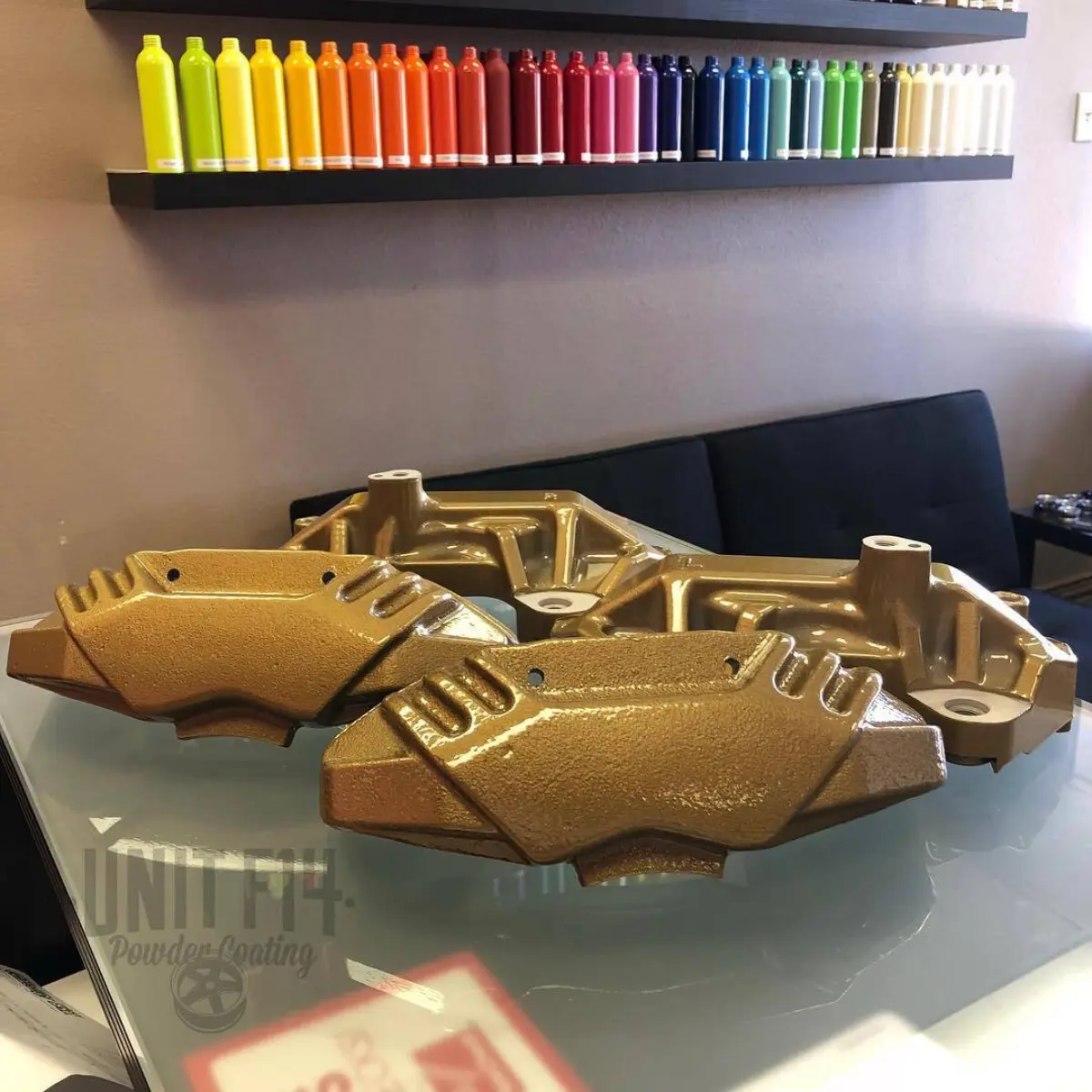 Toyota Supra brake calipers refinished in Prismatic Gold for @pedro_dc5s