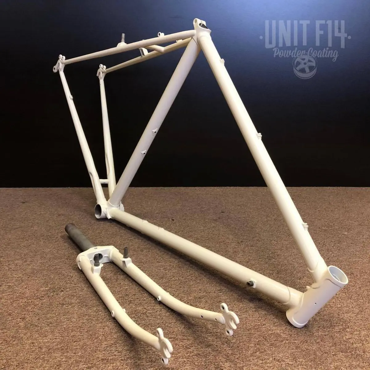 Bicycle frame refinished in Oyster White