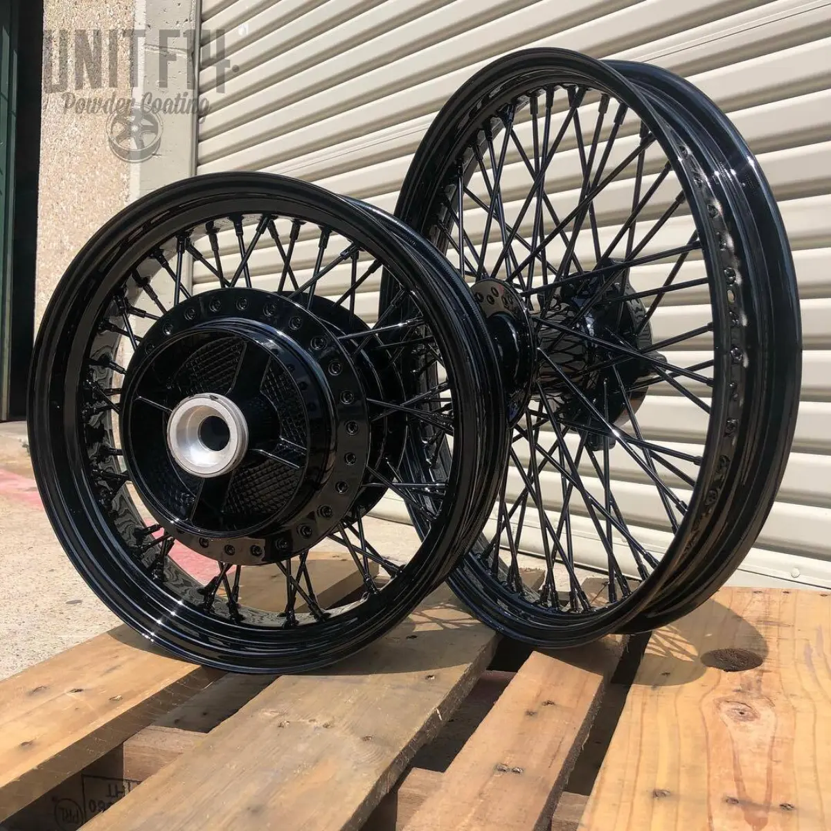 Honda shadow wheels refinish in Wet Black