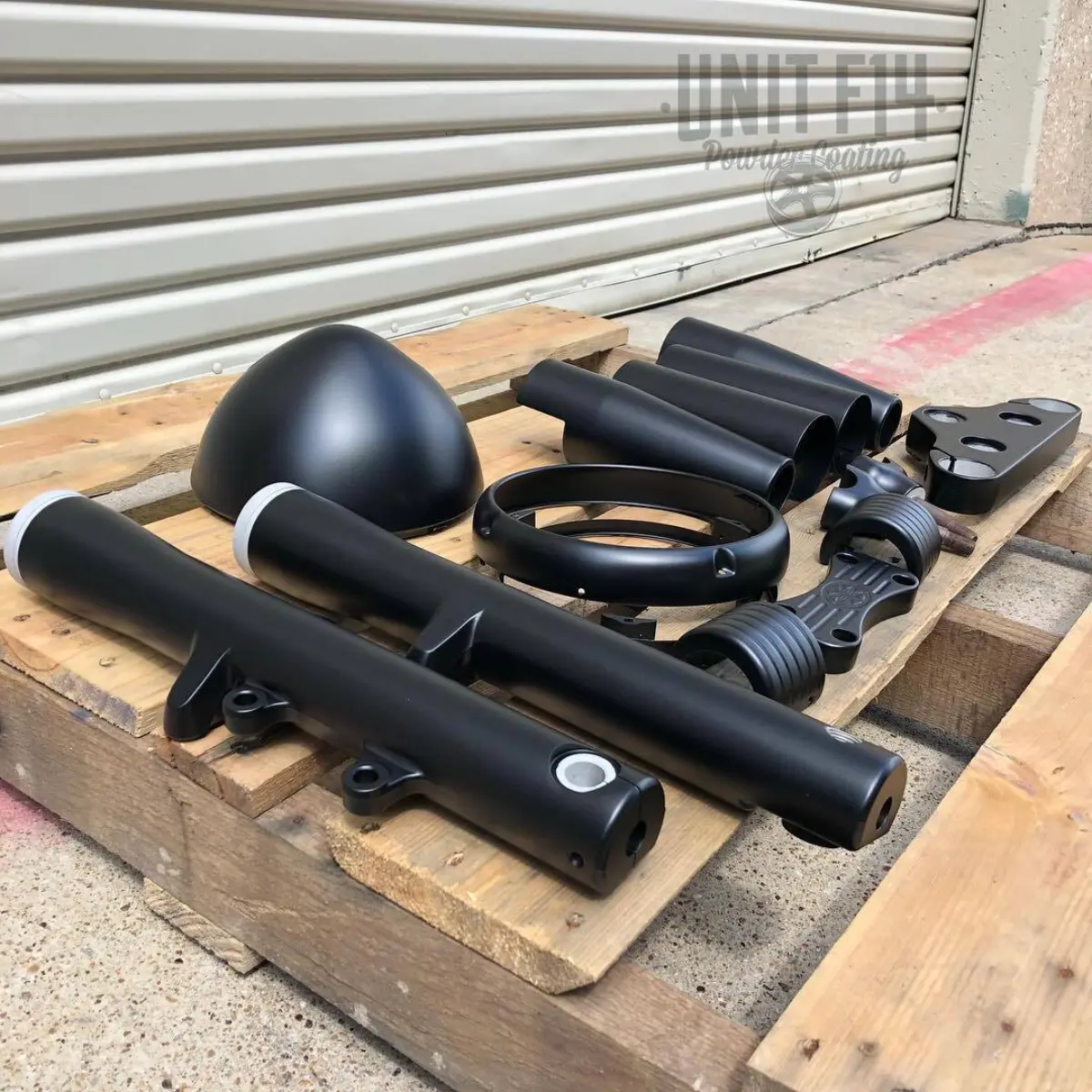 Honda Shadow parts refinished in Denim Black