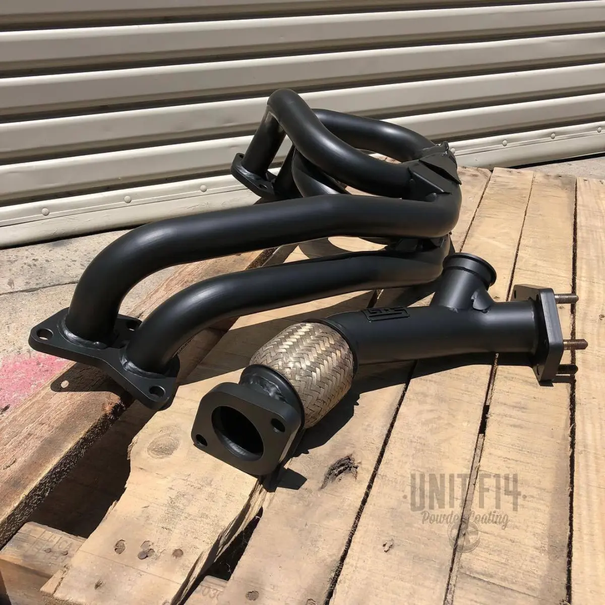 Exhaust system in Glacier Black High Temp Cerakote