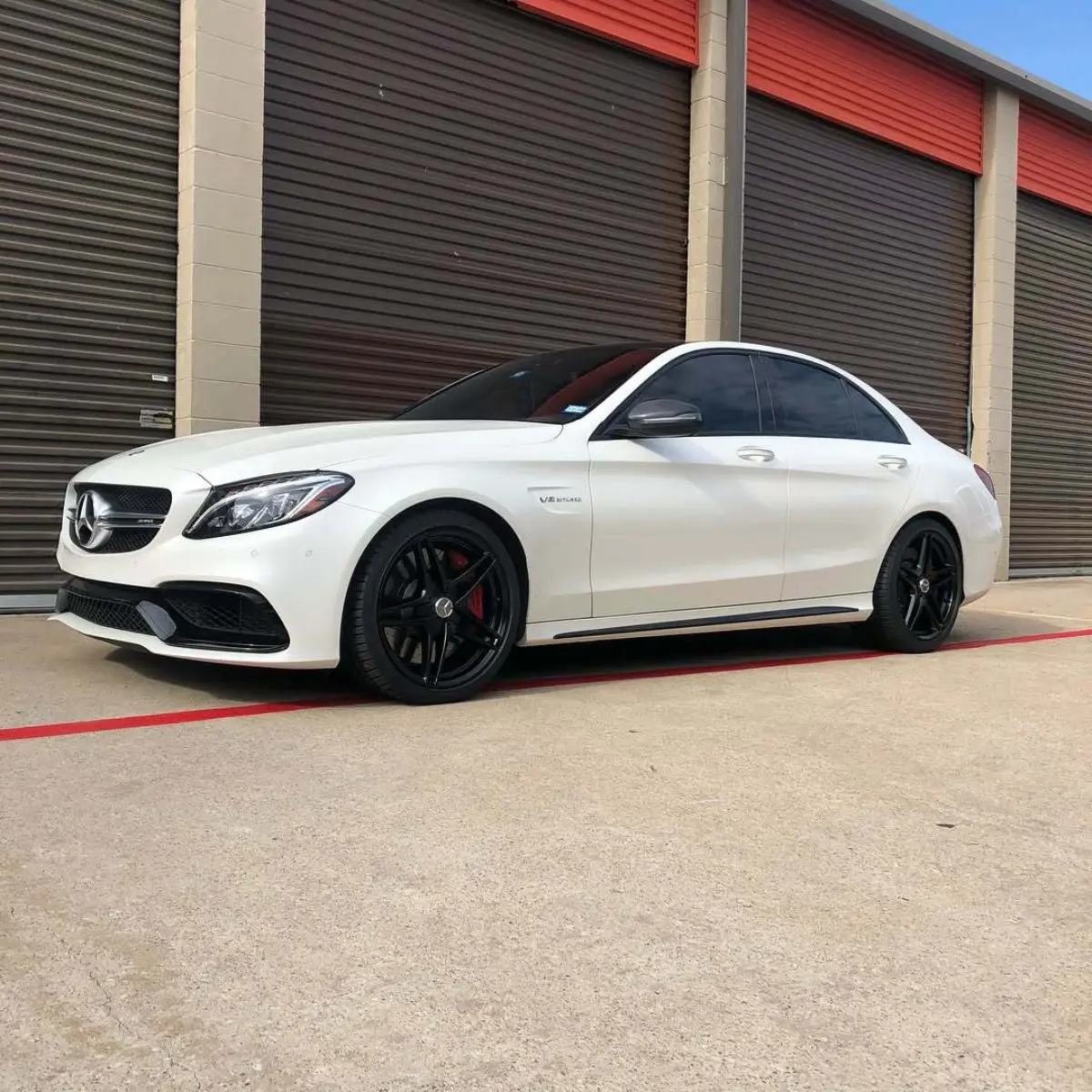 Mercedes C63s with new tires and fresh semigloss black powder coat