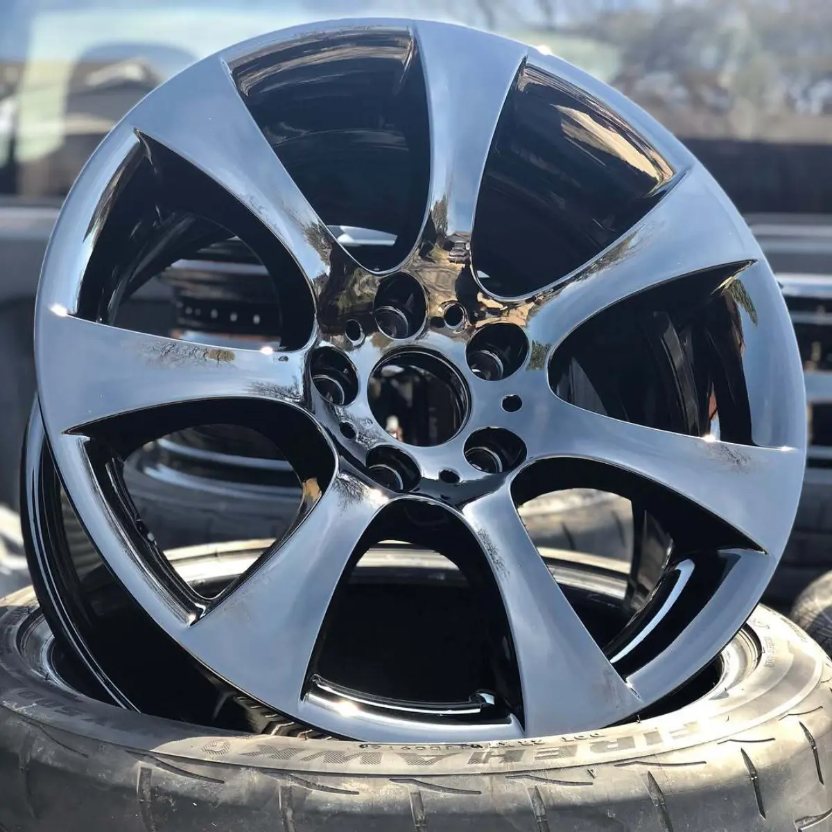 BMW 525i wheels powder coated Wet Black