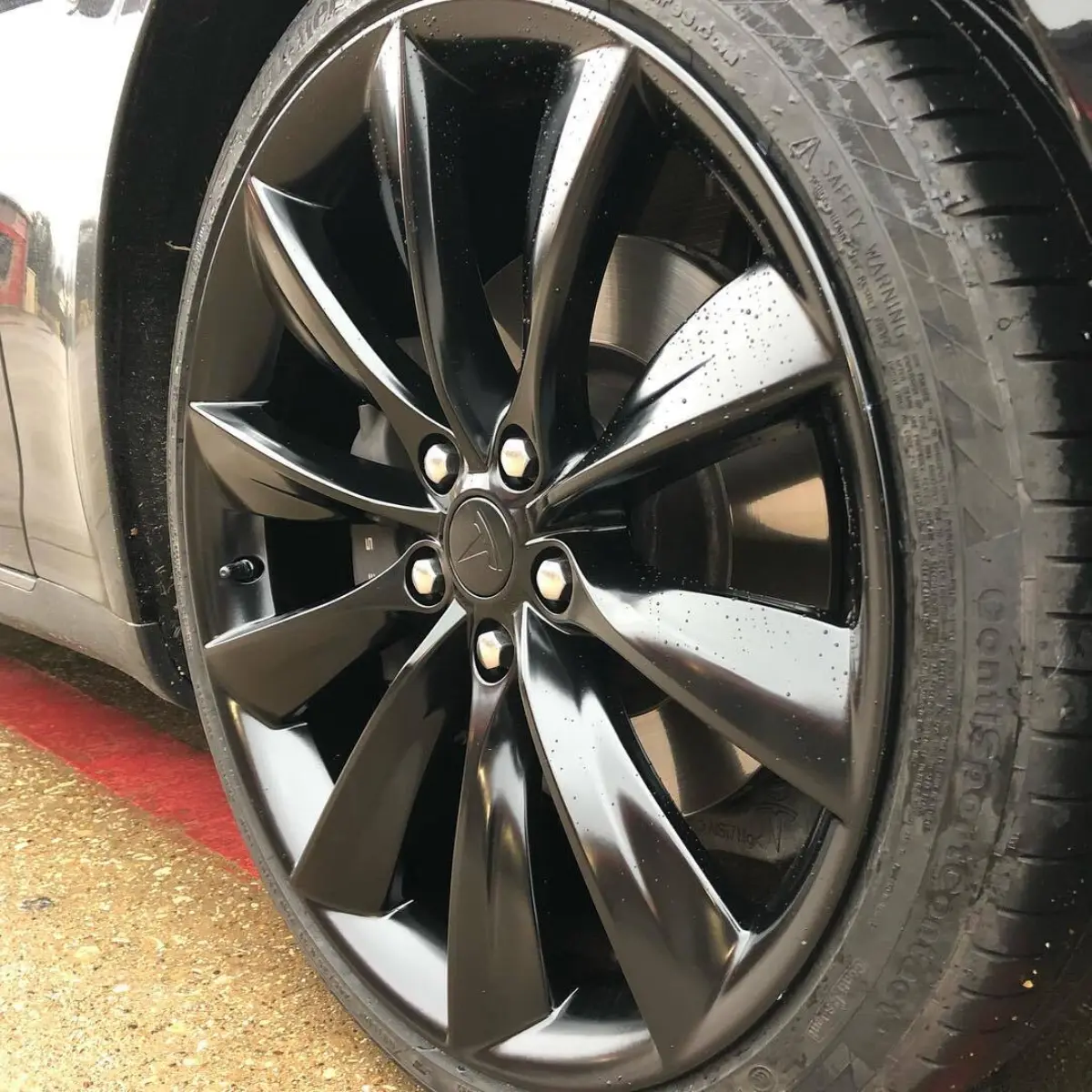 Tesla Model S wheels powder coated Semigloss Black