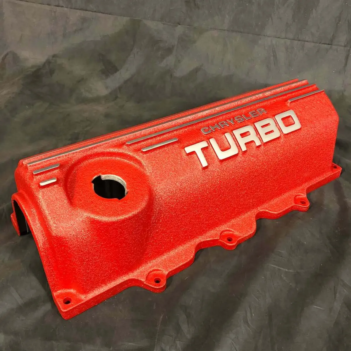 Where’s your Le Barron, Freddy? Chrysler Le Baron valve cover in wrinkle red with polished letters