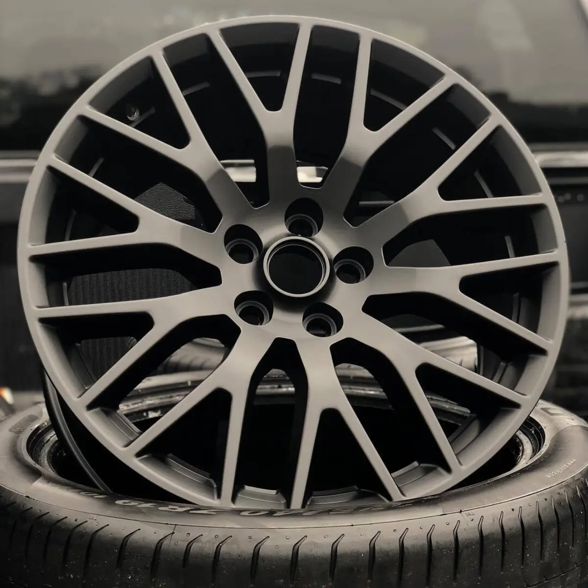 19” Ford Mustang wheels in Matte Black