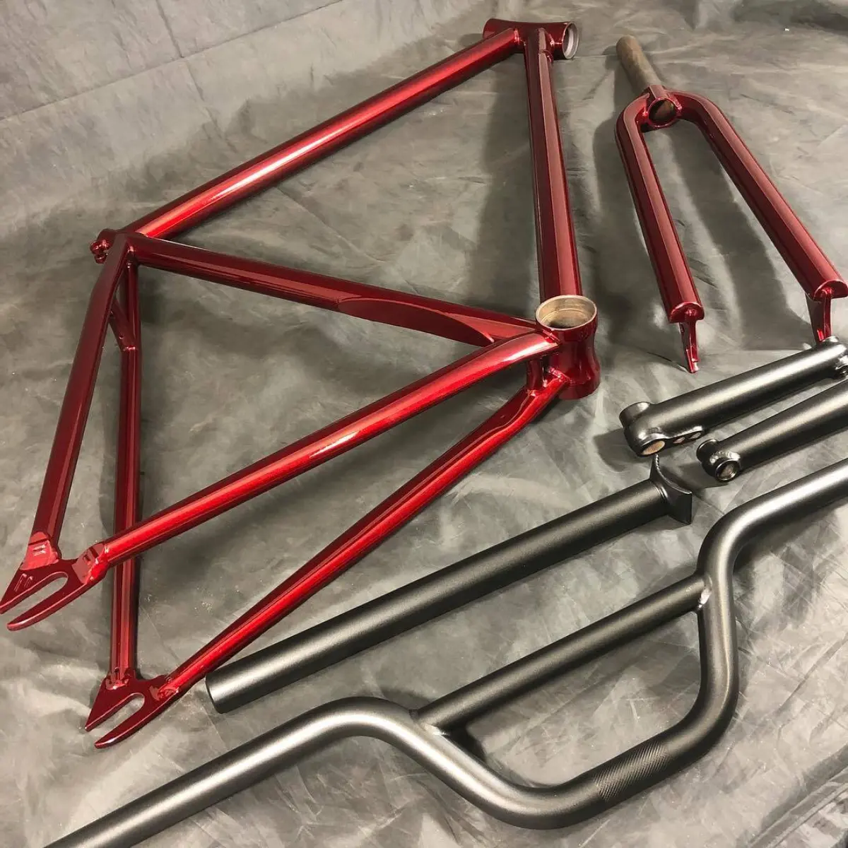 Bicycle refinished in Illusion Cherry and Matte Black