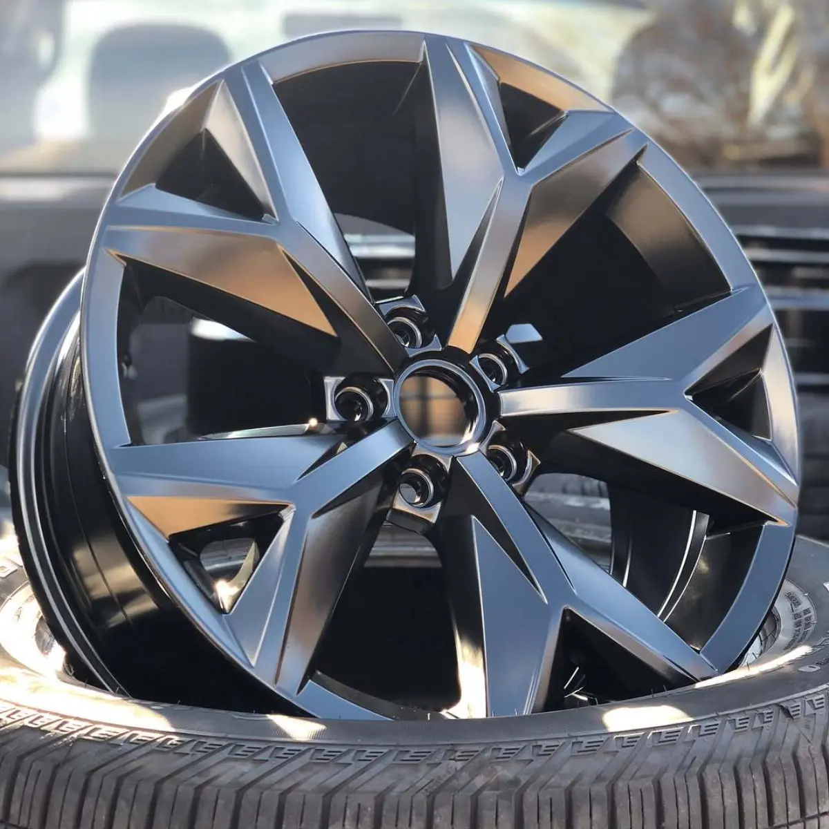 Volkswagen Atlas wheels powder coated in Semigloss Black