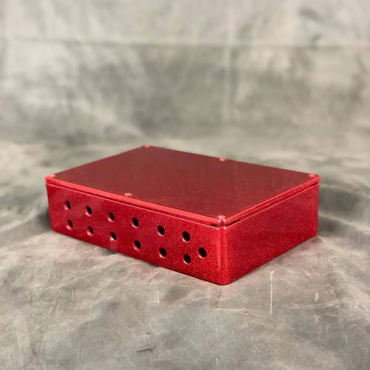 Project box in a custom metallic red