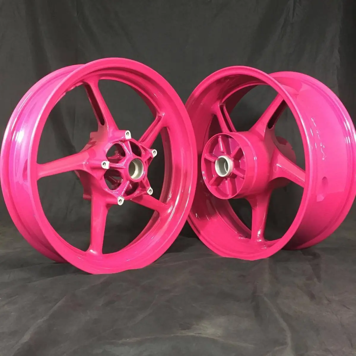 Wheels powder coated Lazer Polka Dot Pink and a High Gloss Clear
