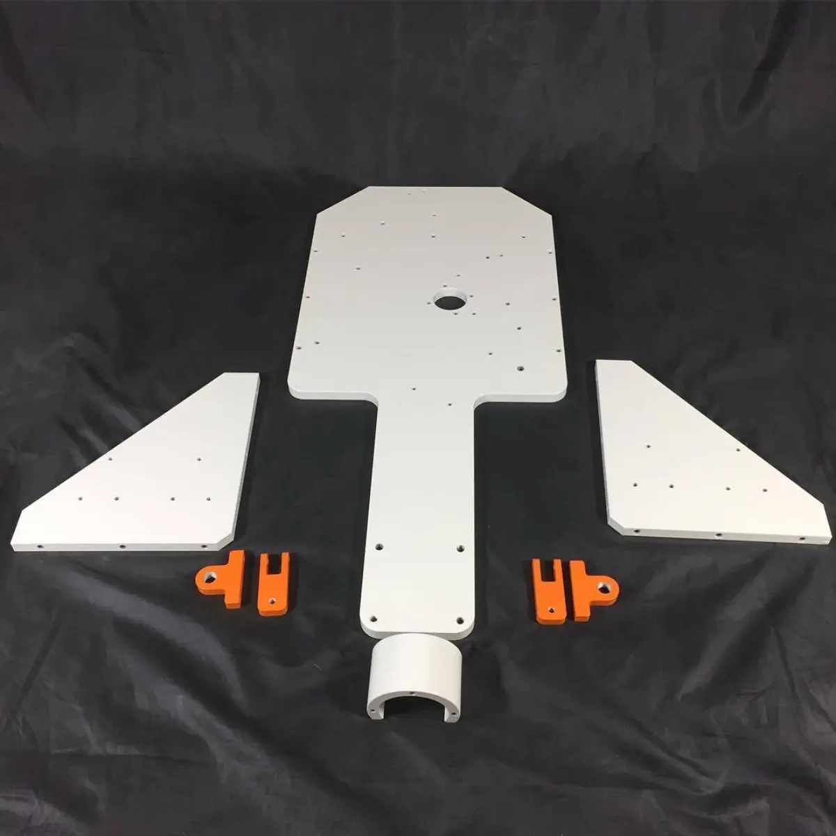 CNC machined parts in RAL 9002 and Super Durable Orange