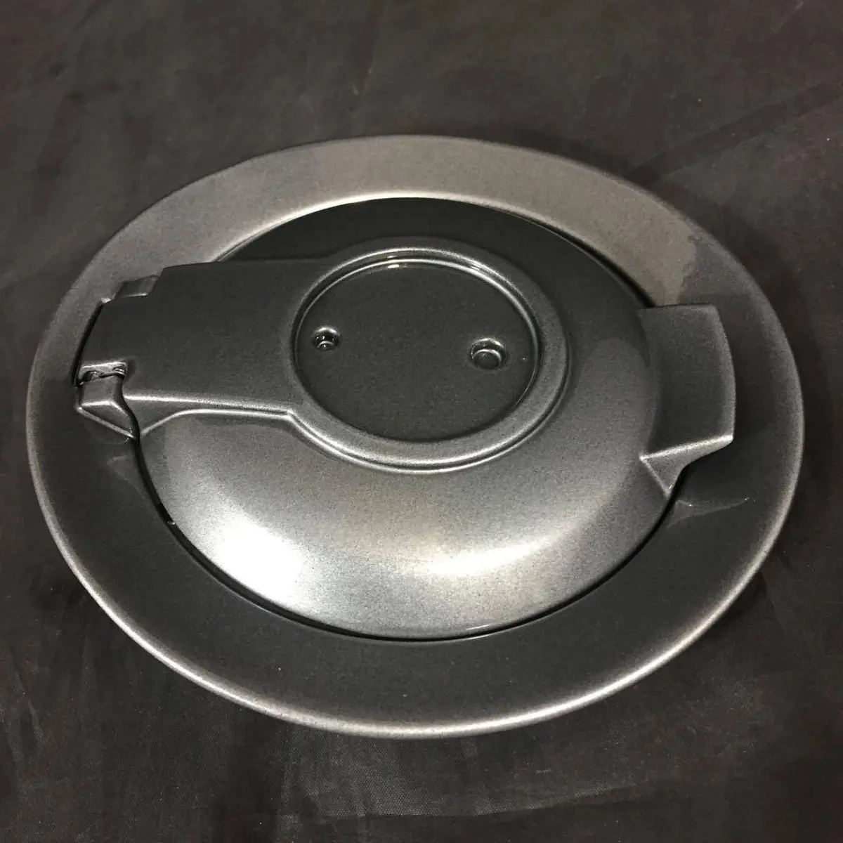 Dodge Challenger fuel door powder coated to match the stock wheels