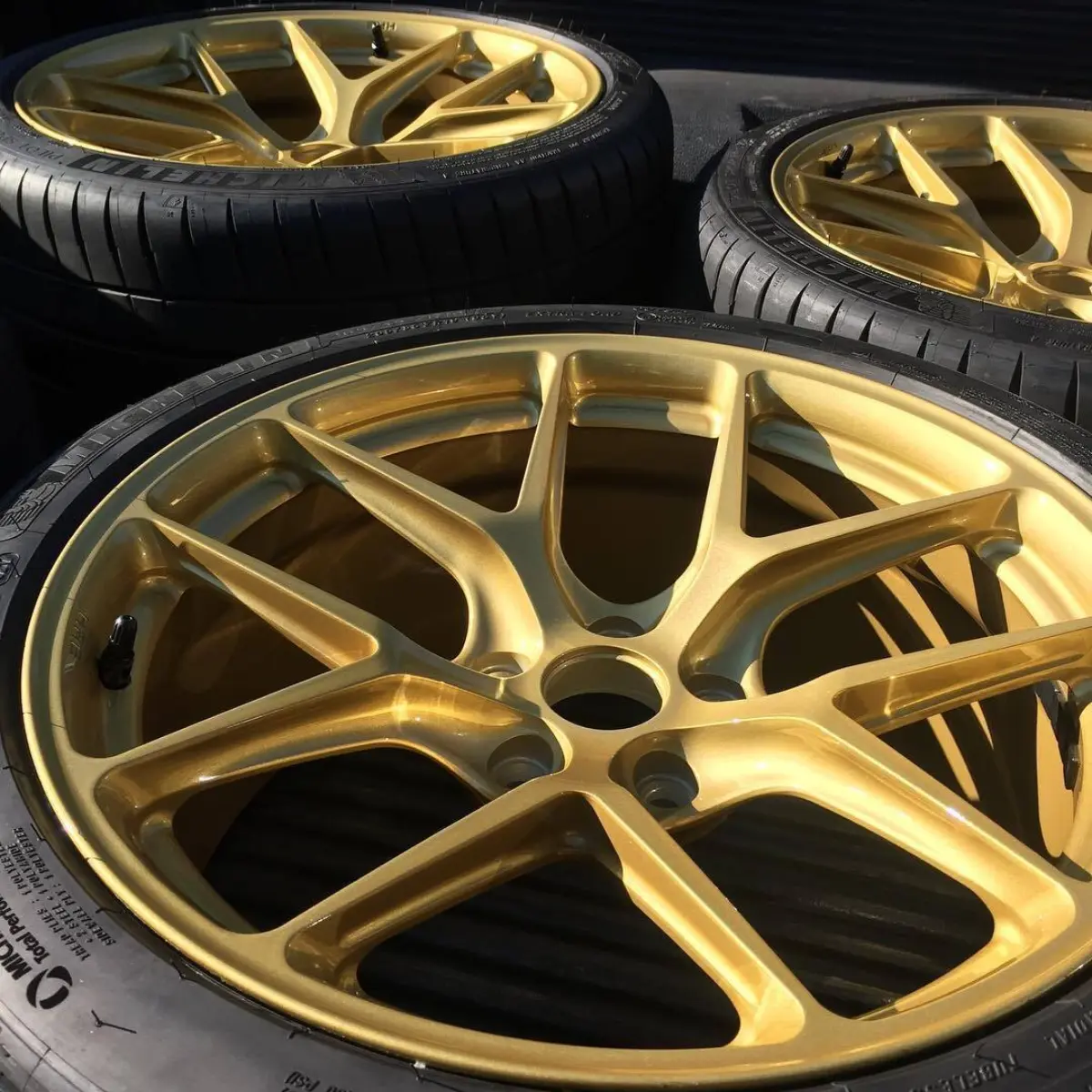 HRE wheels powder coated in metallic gold