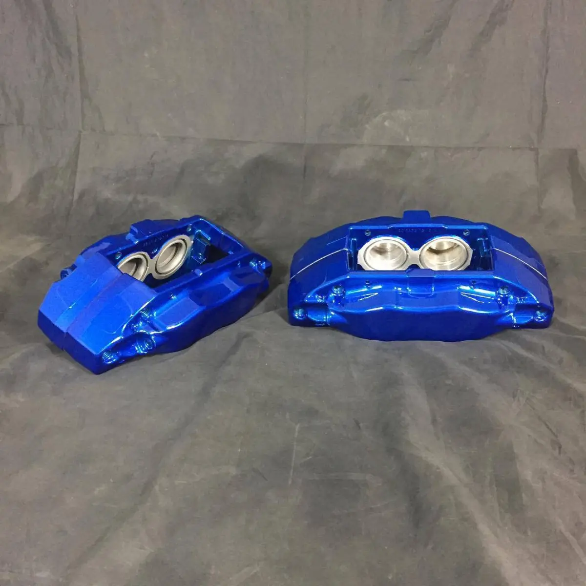 Brembo calipers refinished in Kromezone and Peeka Blue
