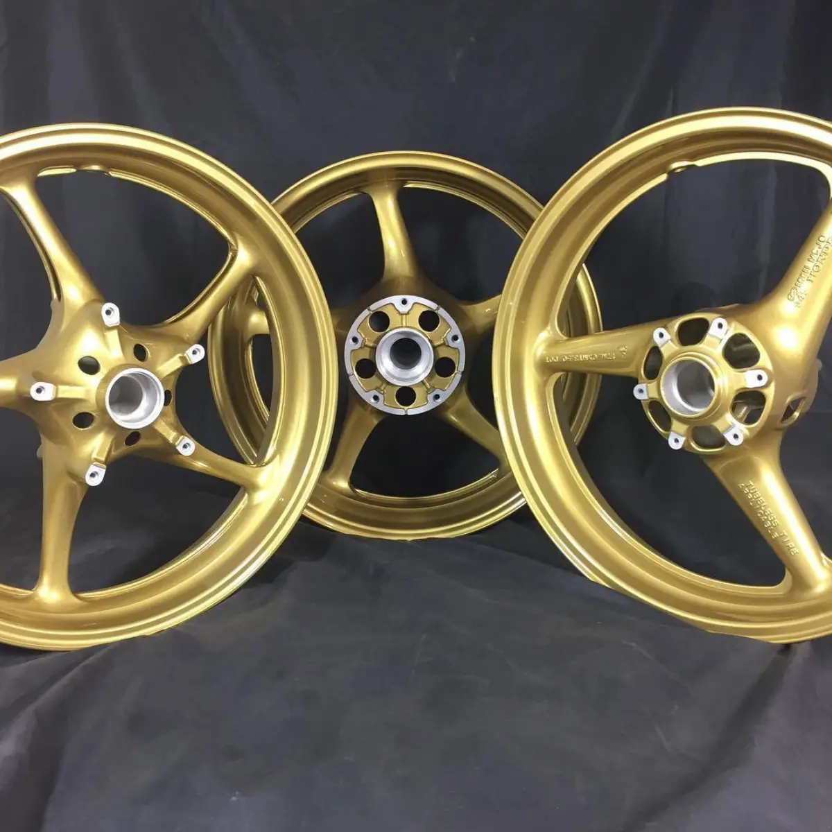 Motorcycle wheels in our metallic gold