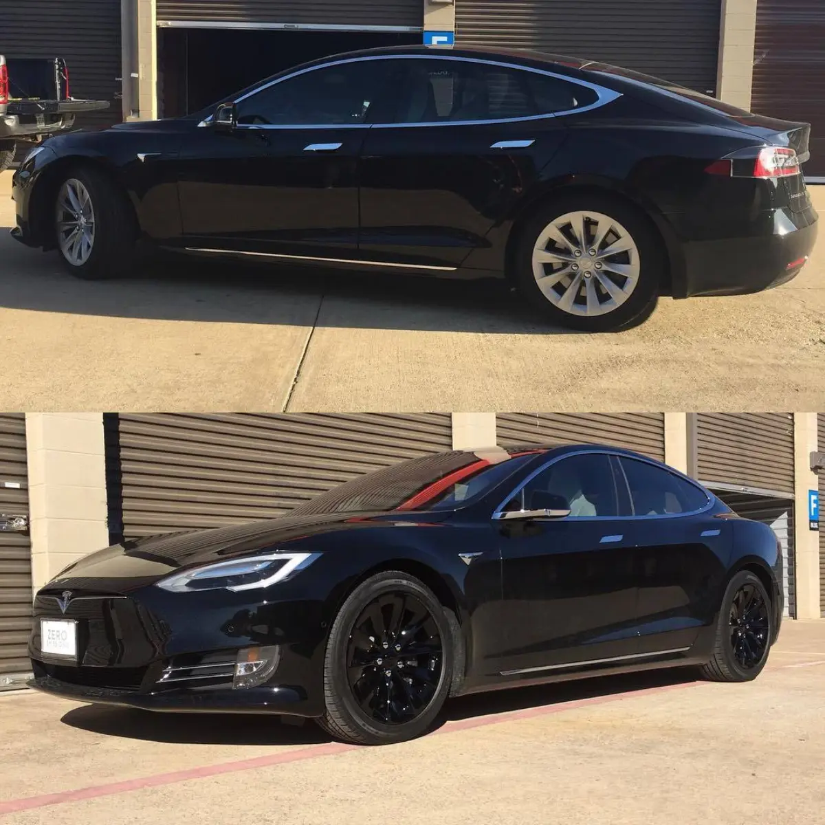 2017 Tesla Model S wheels powder coated in wet black.
Air suspension off Proper jack points used Tire pressure at 43 psi Lug nuts torqued to 129 ft/lbs