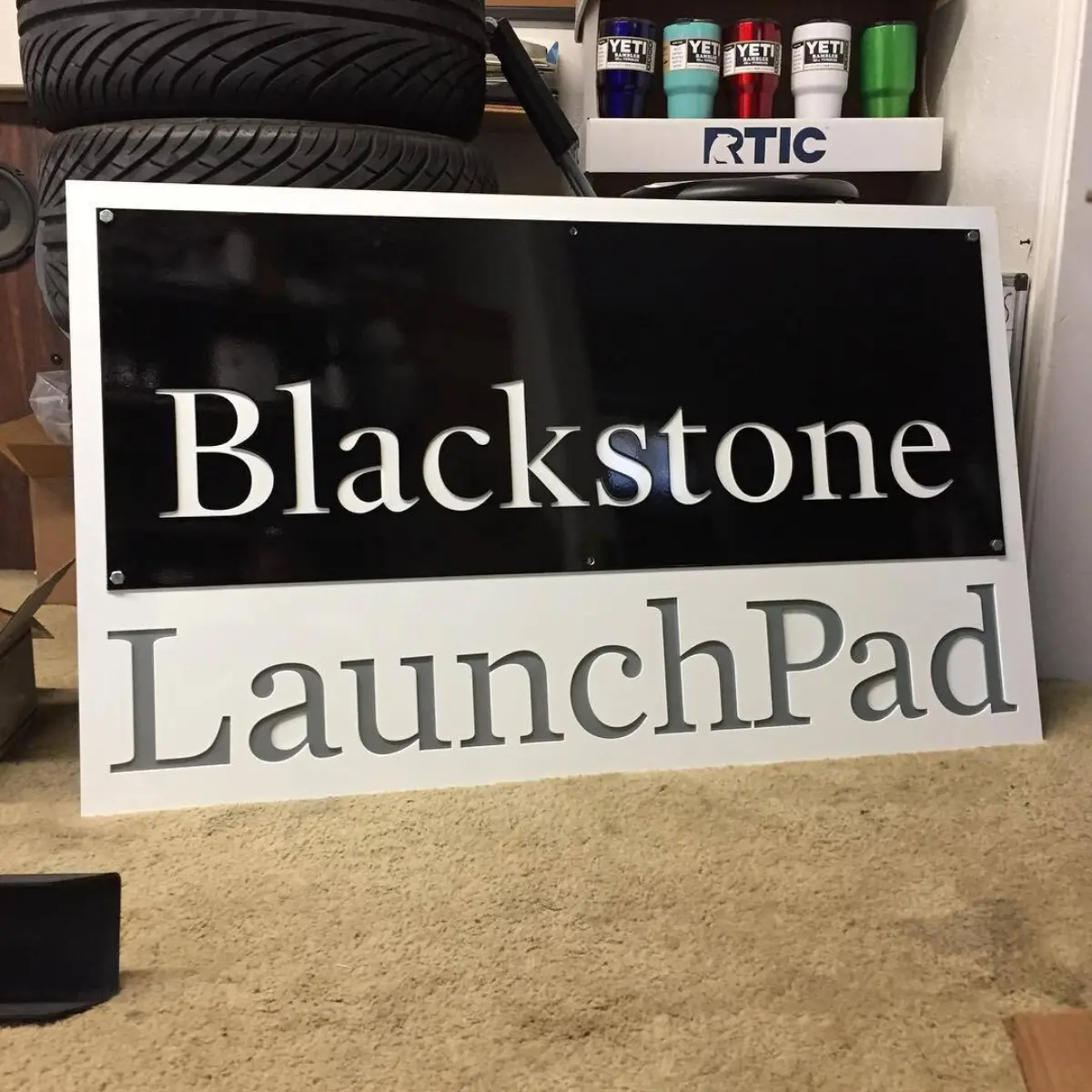 Powder coated water jet cut sign!