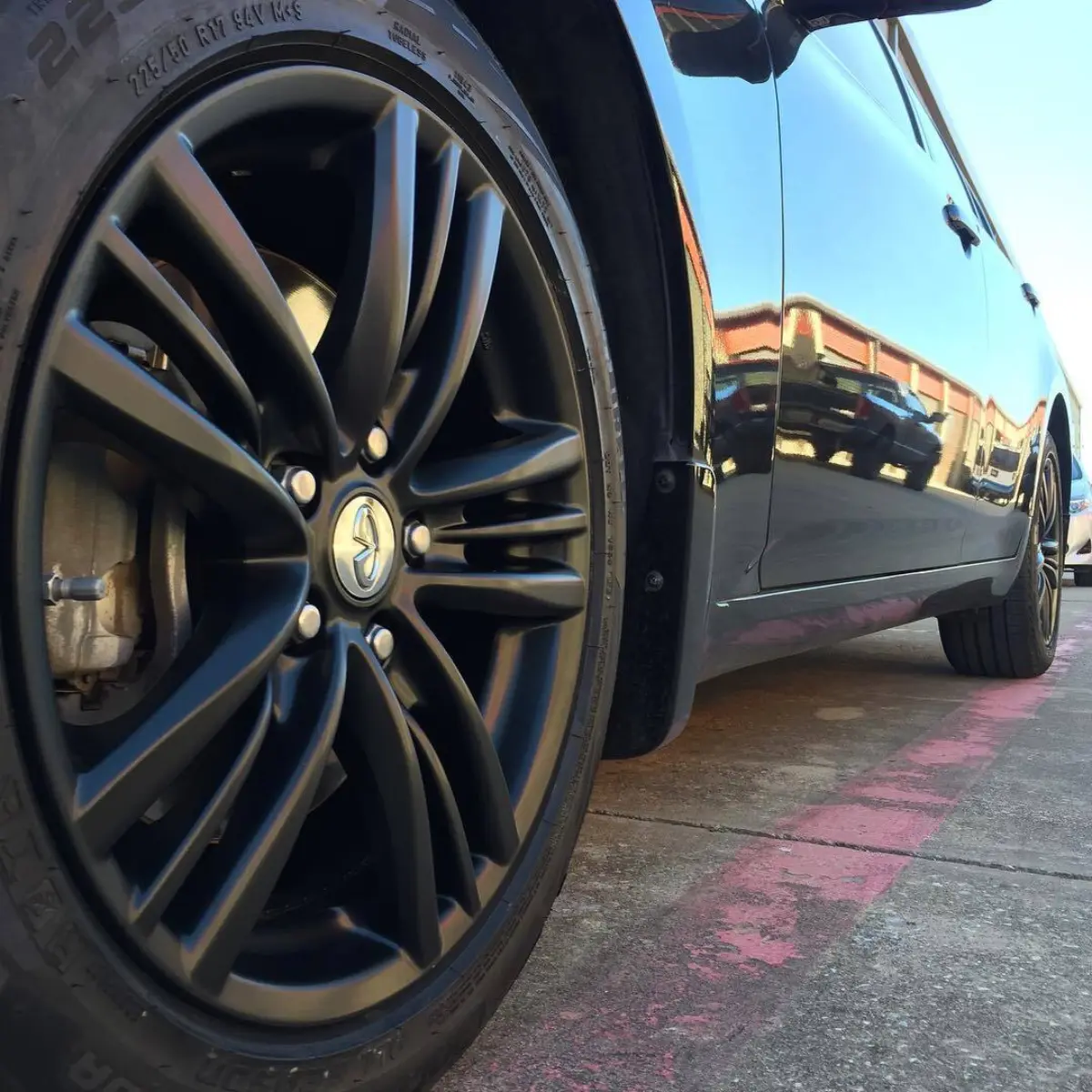 Infiniti G37s wheels powder coated Matte Black