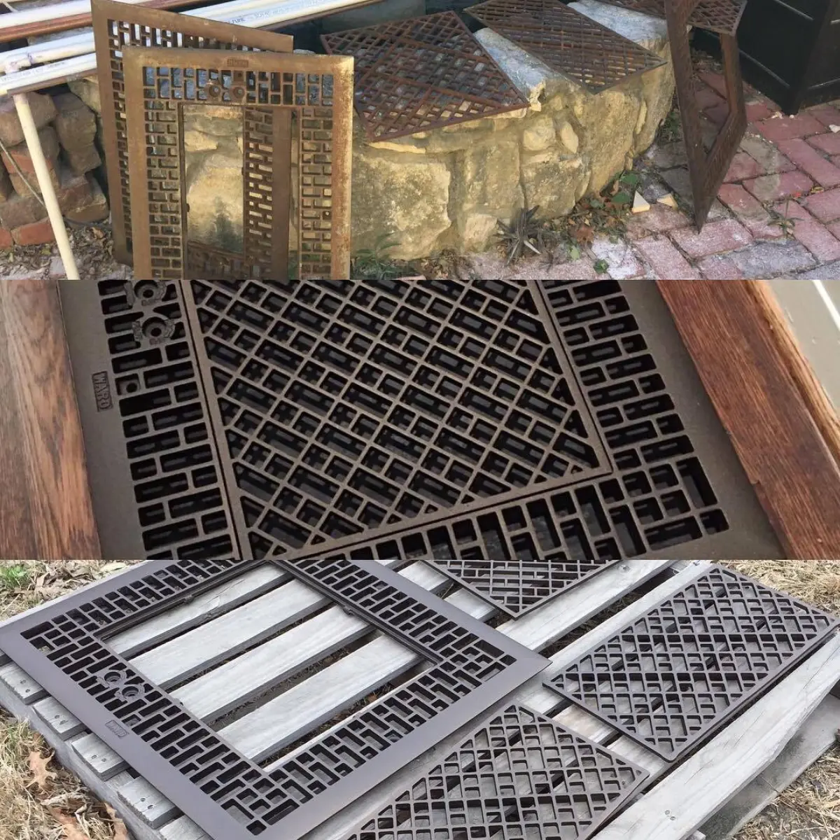 Floor grates refinished in Oil Rubbed Bronze