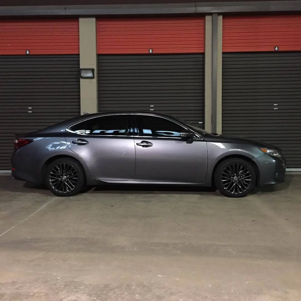 Lexus E-350 wheels powder coated in a dark gun metal with clear