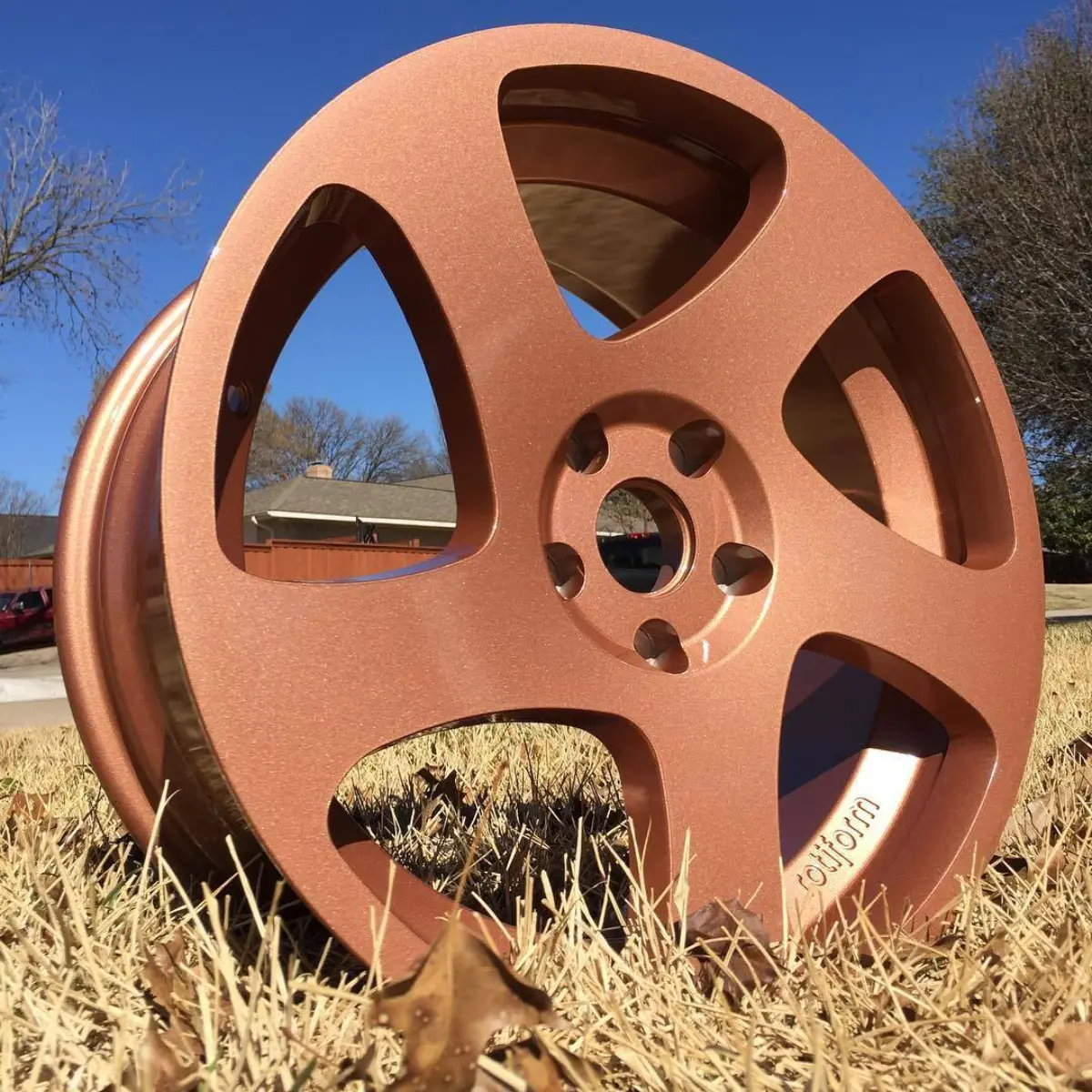 Roftiform wheels refinished in a beautiful metallic copper