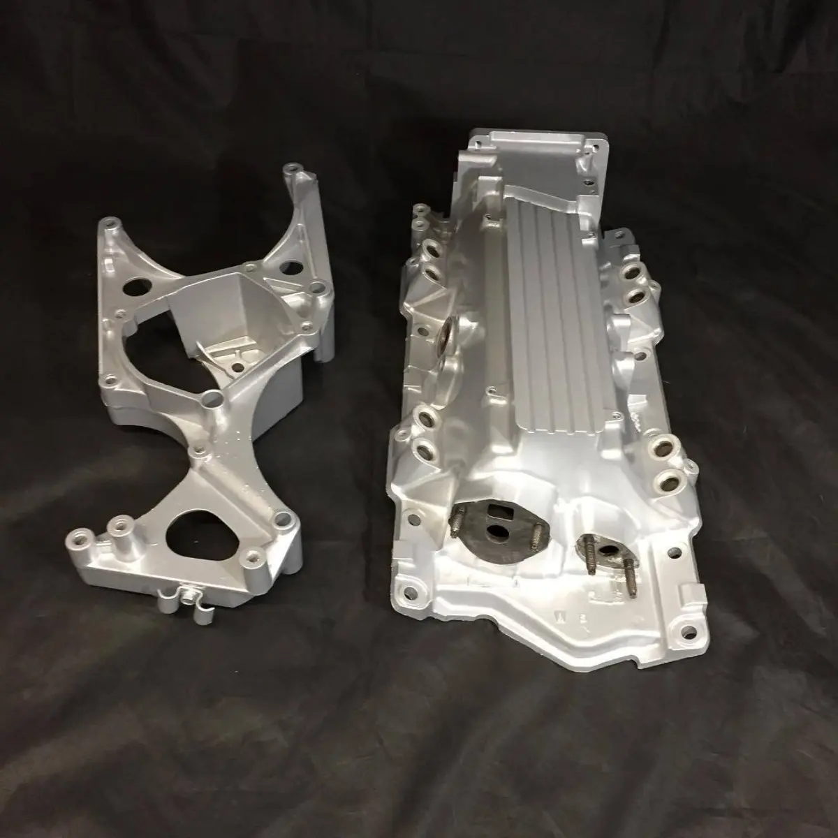 Intake manifold and bracket refinished in Anodized Silver
