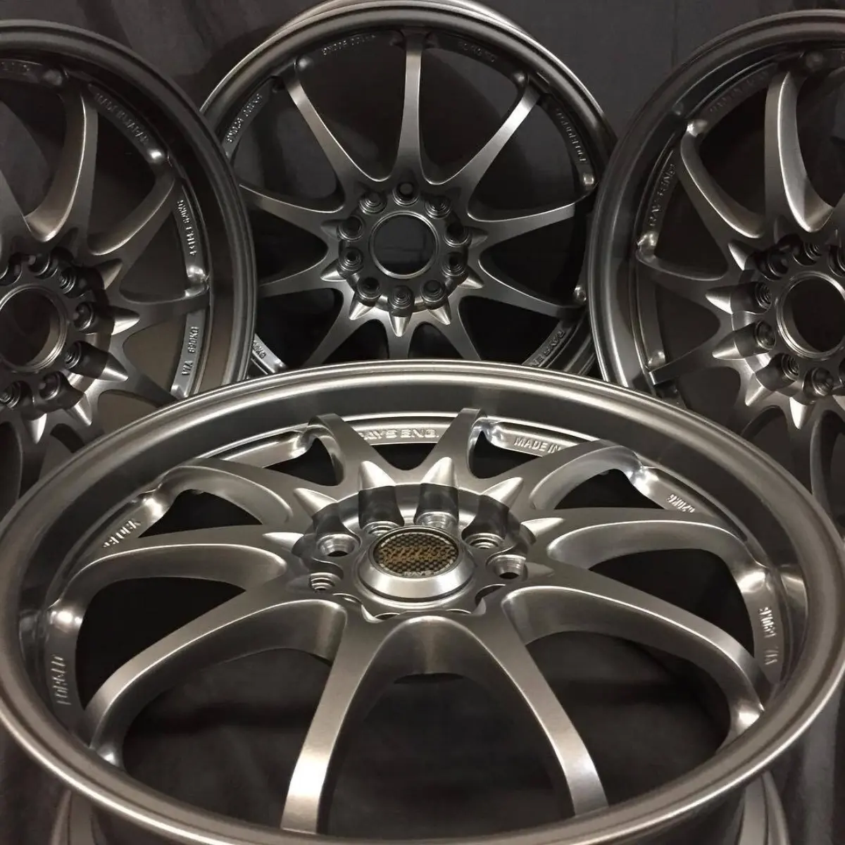 Volk wheels and centers refinished in Argento Gun Metal