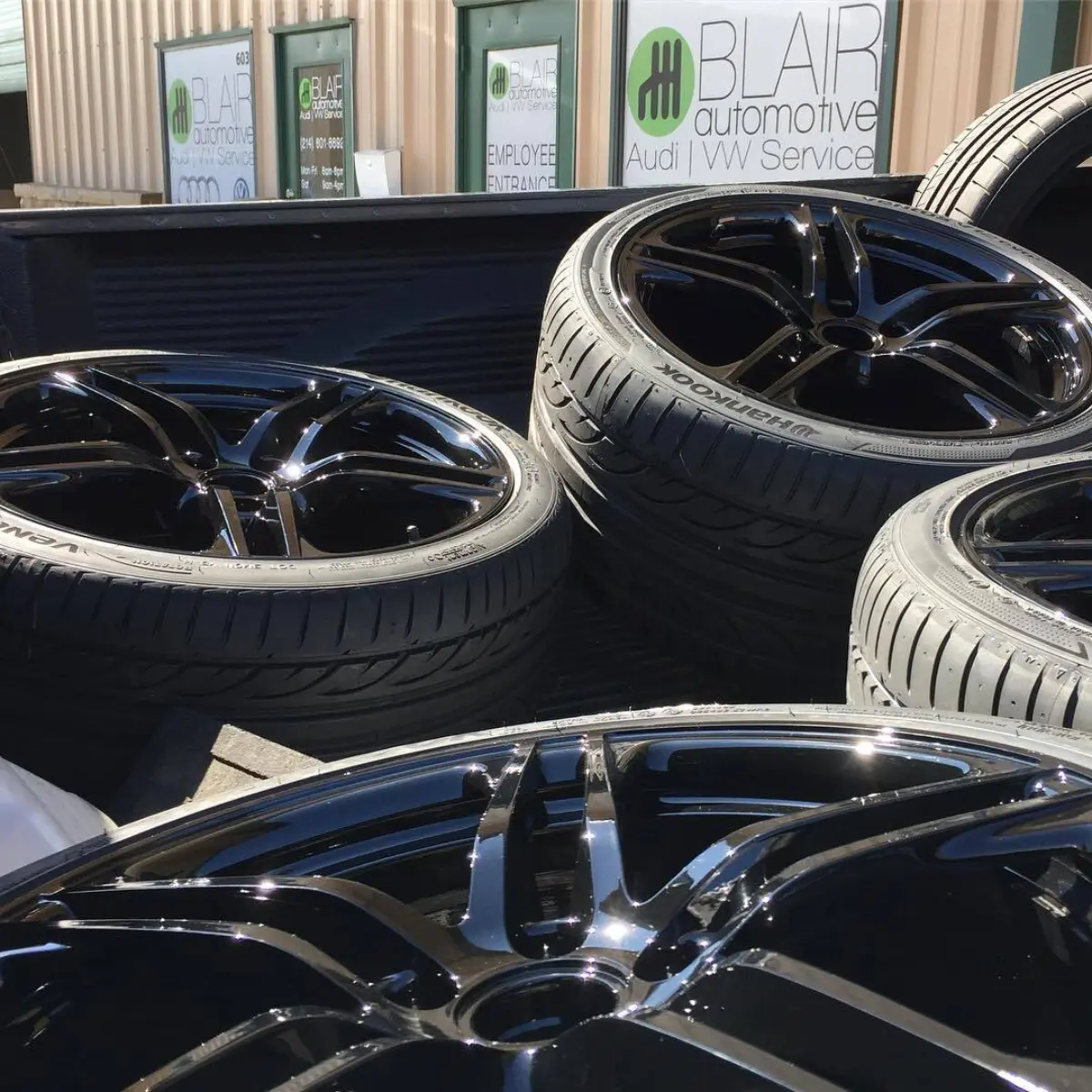 20" Audi R8 wheels in Wet Black for @blairauto