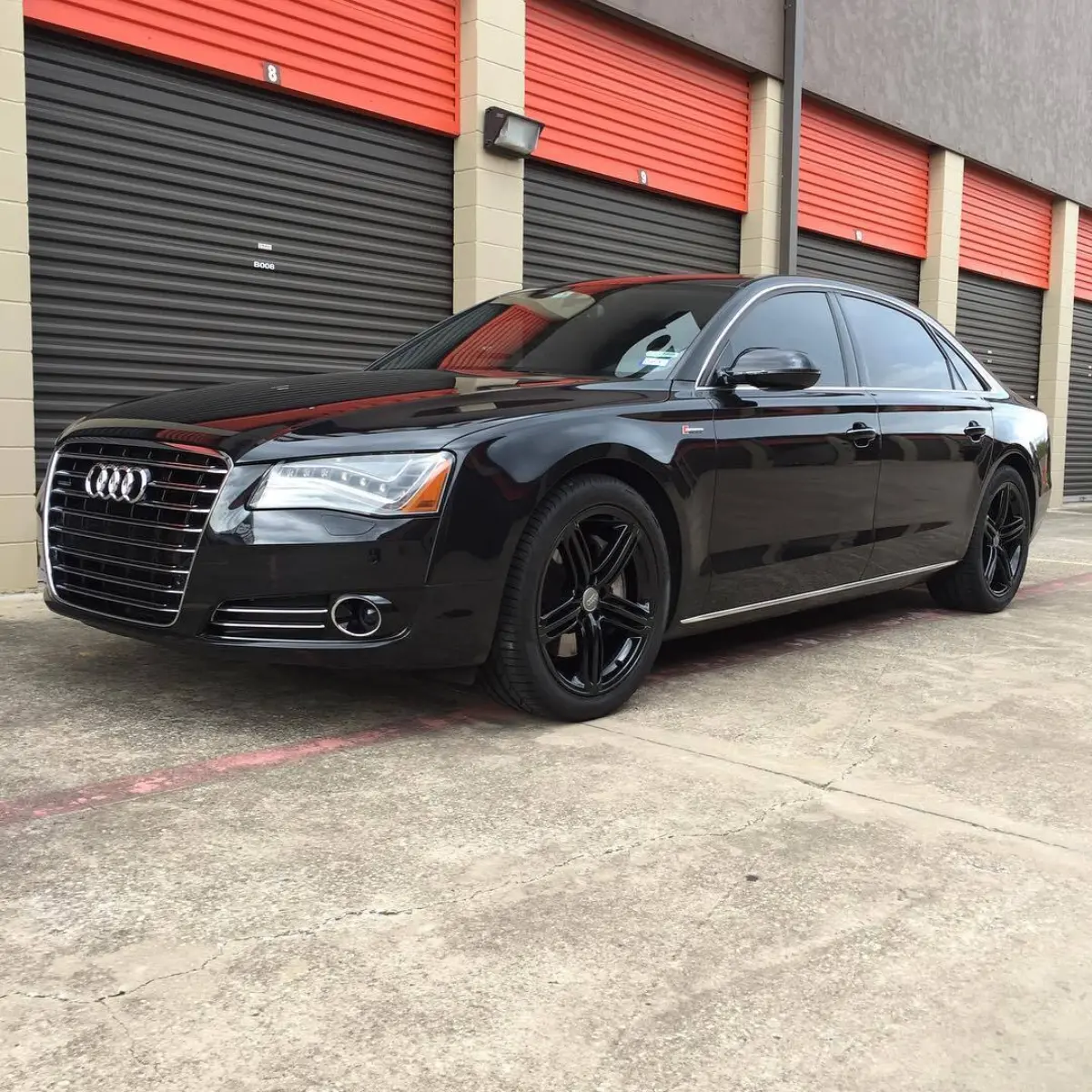 Audi A8 with Wet Black wheels