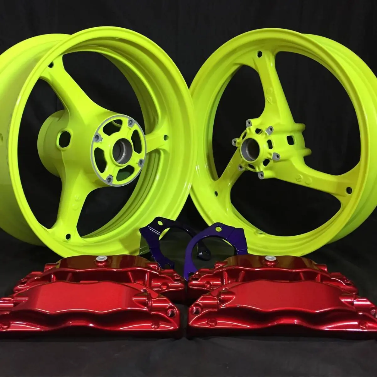 A few of my favorite colors. Flourescent yellow, illusion purple, and lollipop red