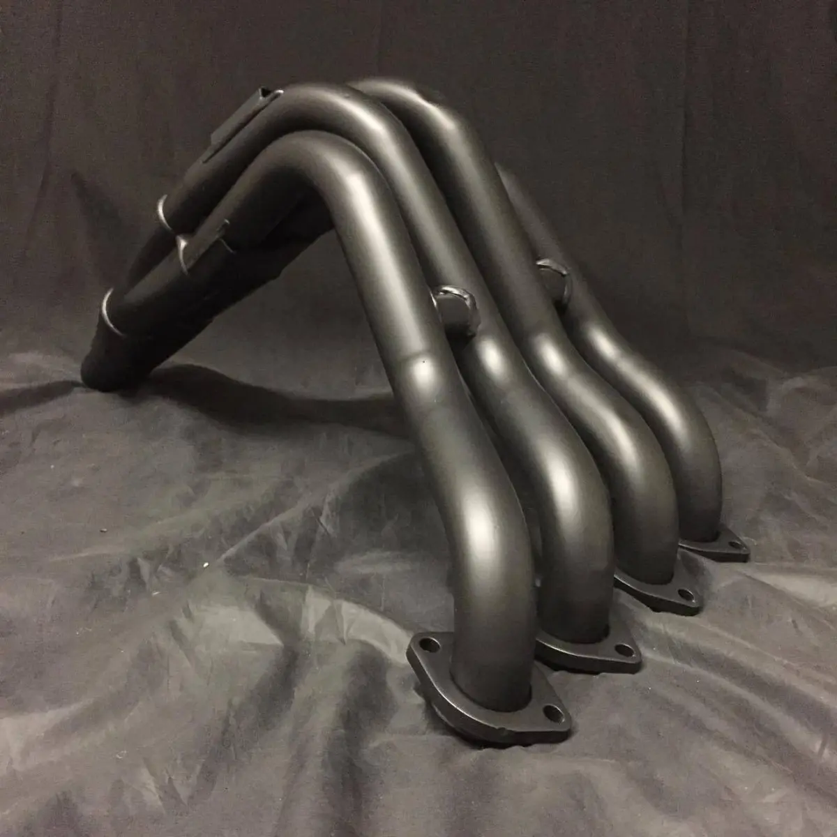 Honda F4I headers in High Temp Glacier Black Cerakote