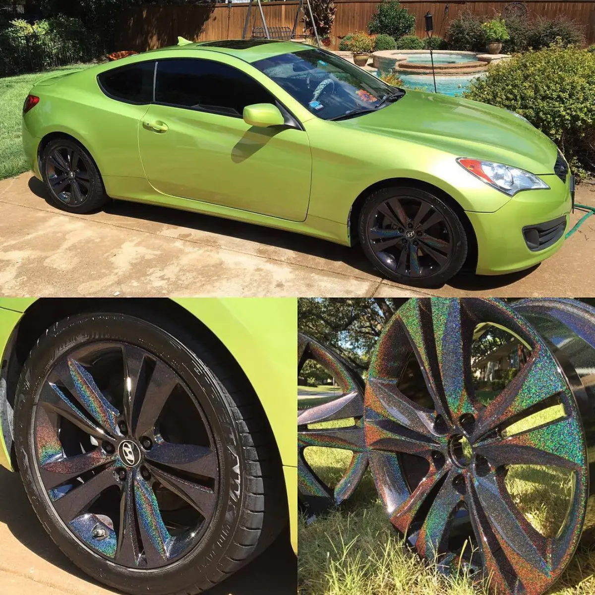 Customer picture of the holographic wheels mounted up