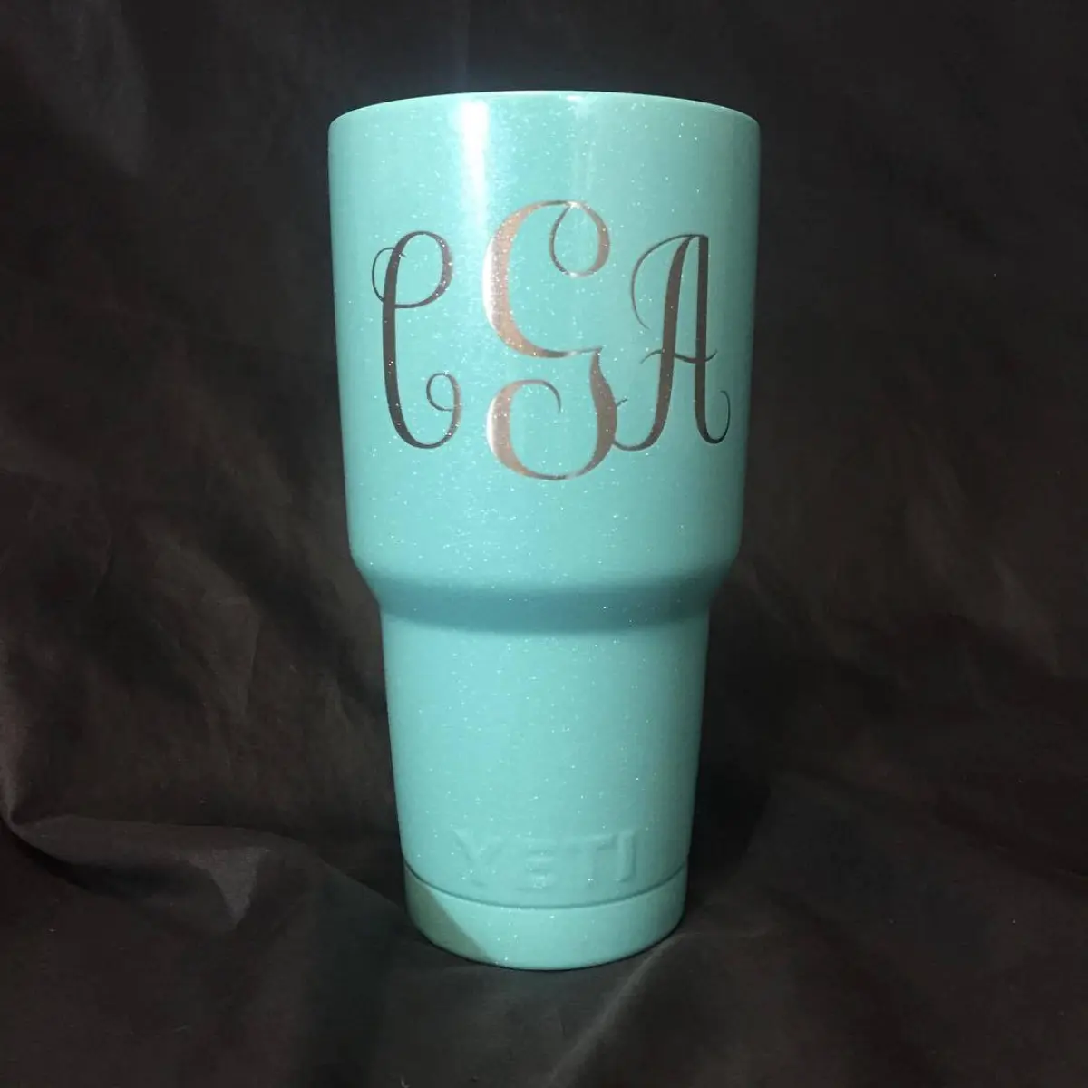 Monogrammed Yeti in Seafoam Green and Shimmer Clear