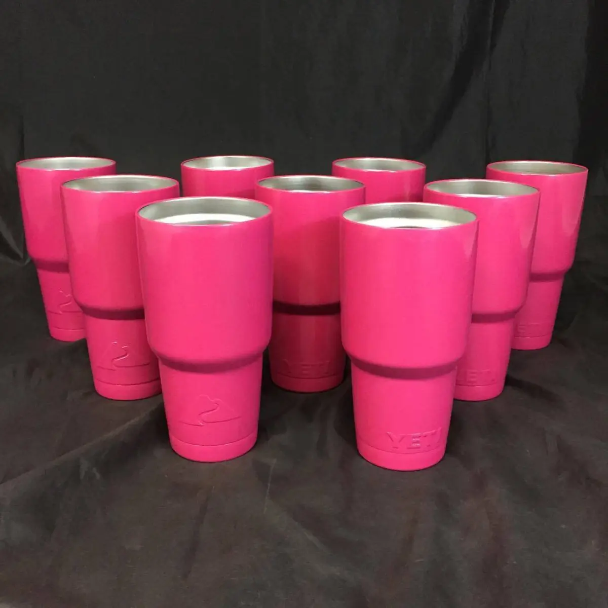 Insulated cups in Lazer Pink powder coat