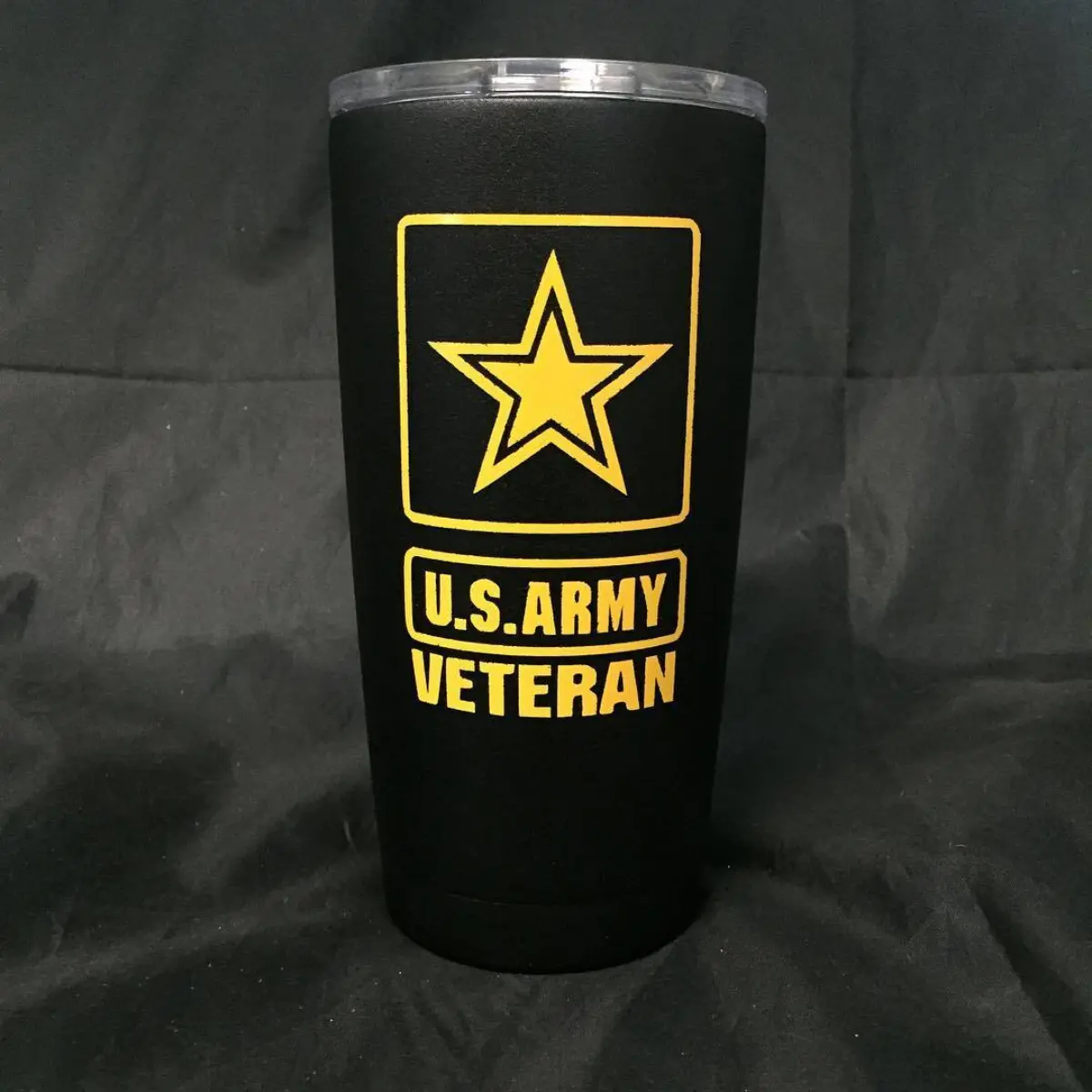 U.S. Army Veteran logo on a Ozark insulated cup