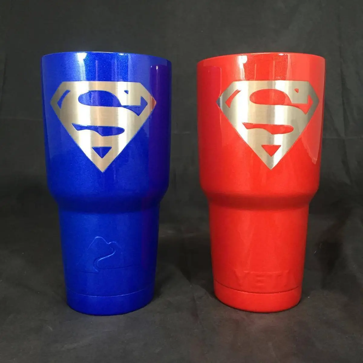 Illusion red and illusion blueberry with superman stencils