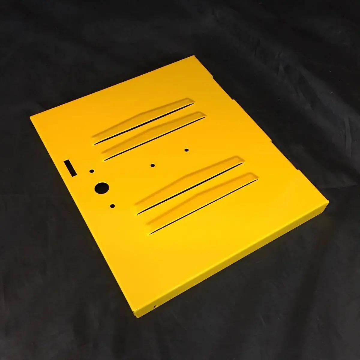 Locker door refinished in Hot Yellow