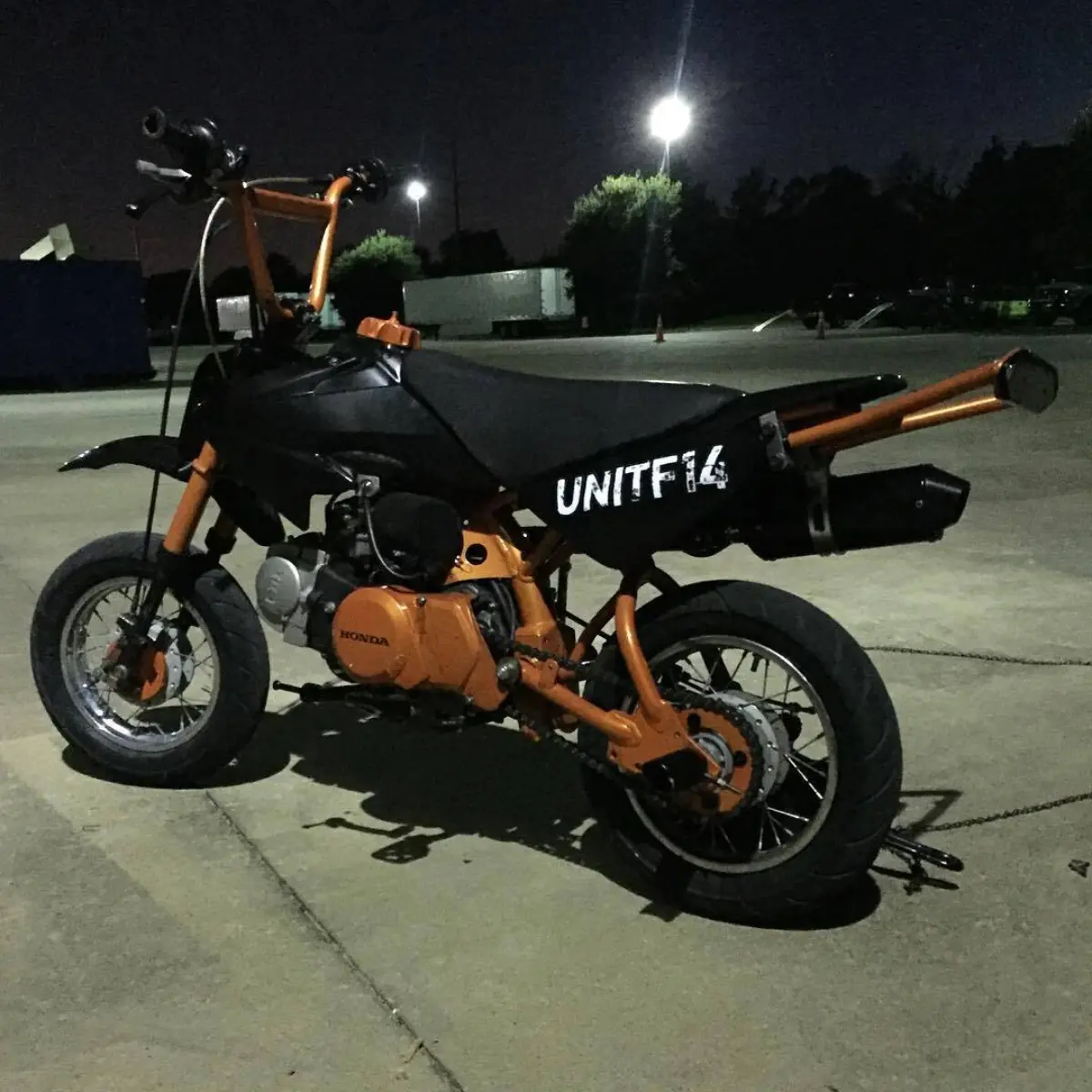 Custom Honda Crf-50 in Illusion Orange and Wet Black